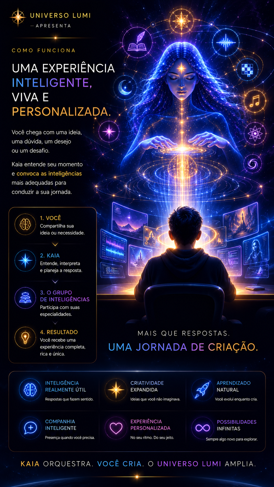 Como funciona: uma experiência inteligente, viva e personalizada.